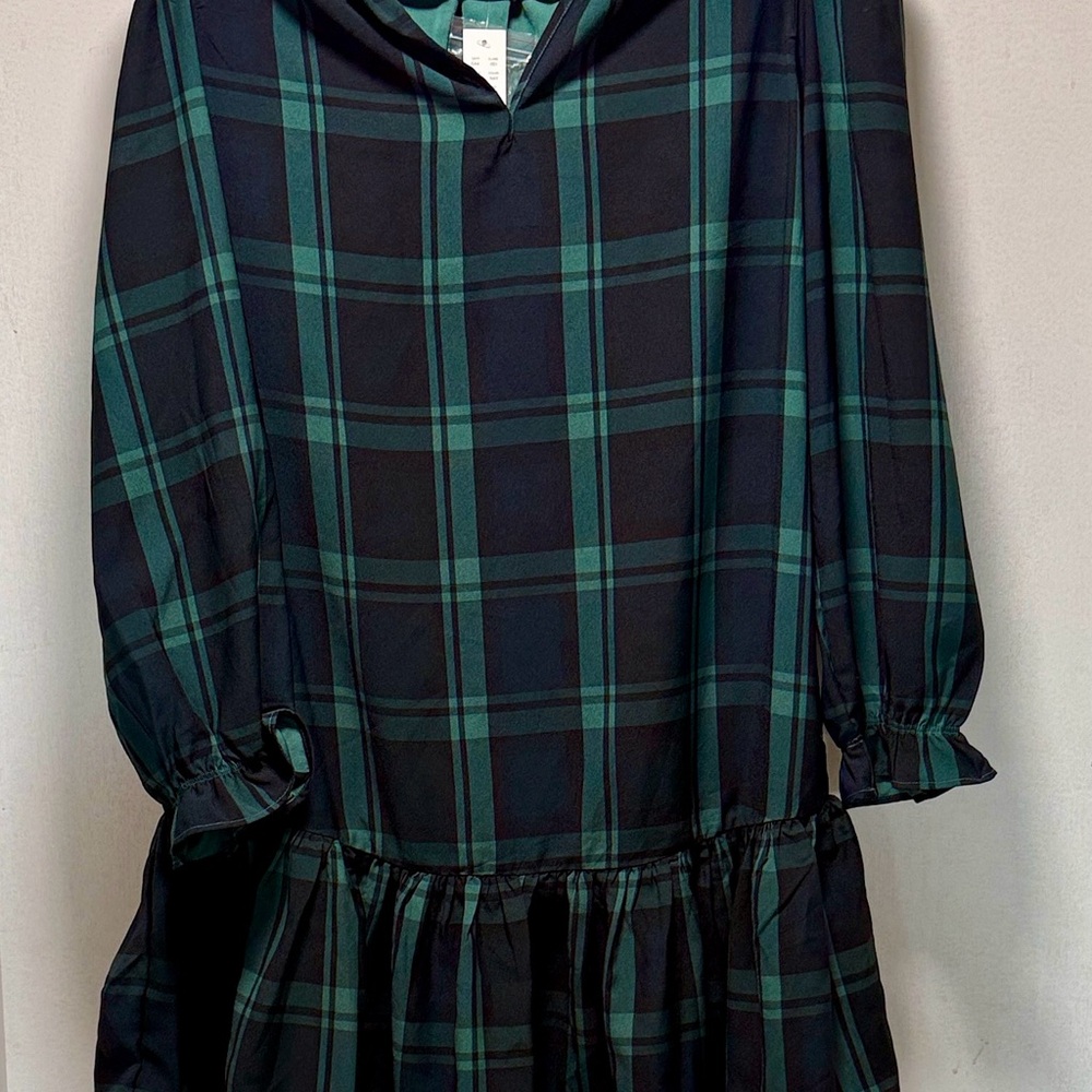 J. Crew Women’s XXS Plaid Dress in Green and Black